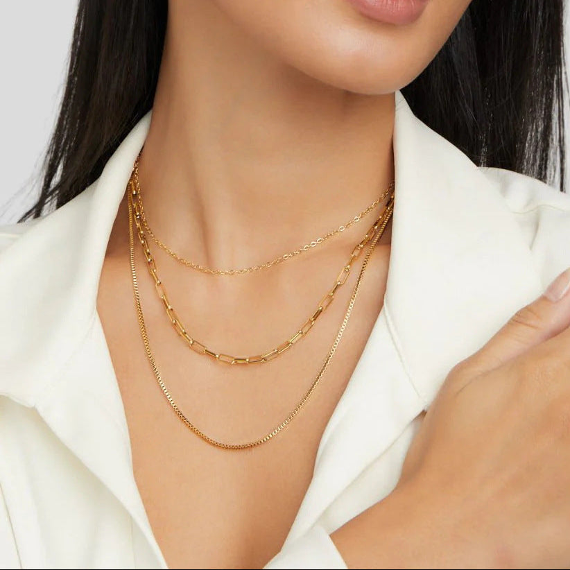 Colar Três Camadas Golden Layers Banhado a Ouro 18K