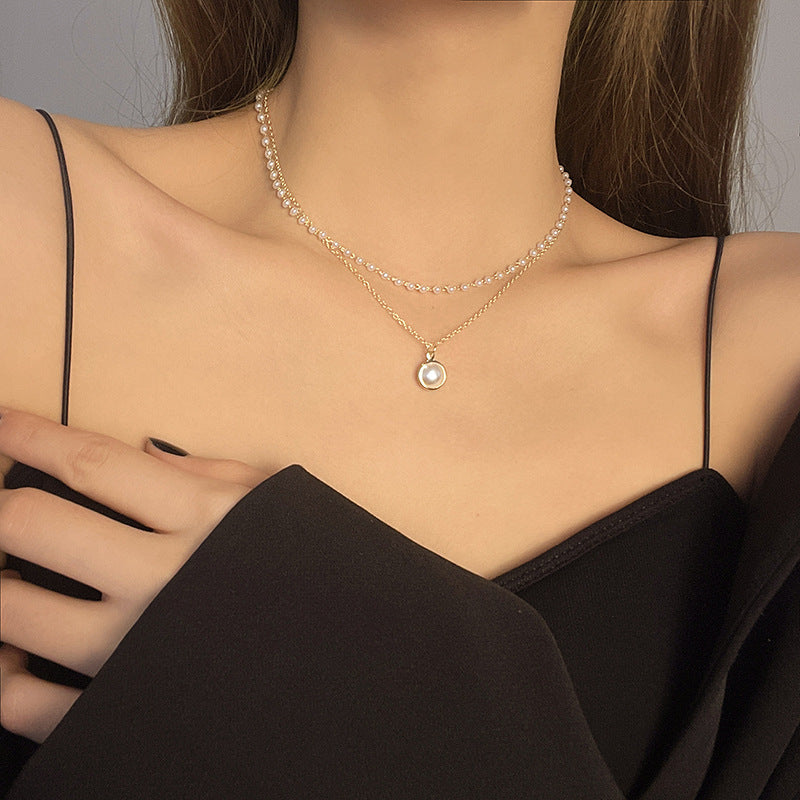 Colar Duas Camadas com Pérolas Double Pearl Layers Banhado a Ouro 18K