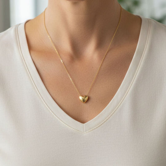 Colar Heart Shine Pingente de Coração Prata 925 Banhada a Ouro 14K