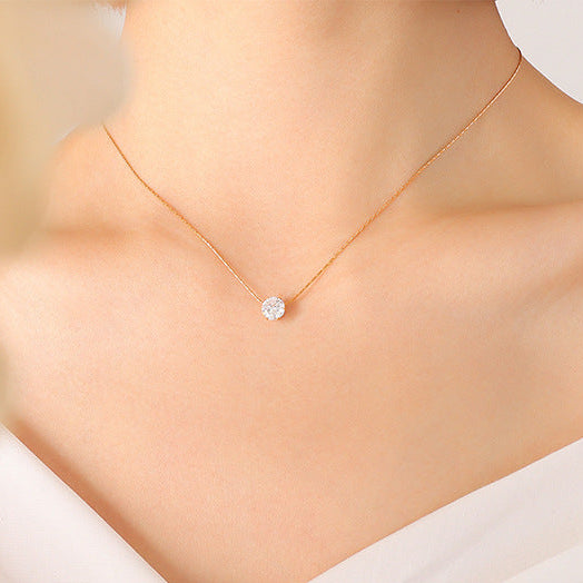 Colar com Ponto de Luz em Zircônia Solitaire Glow Banhado a Ouro