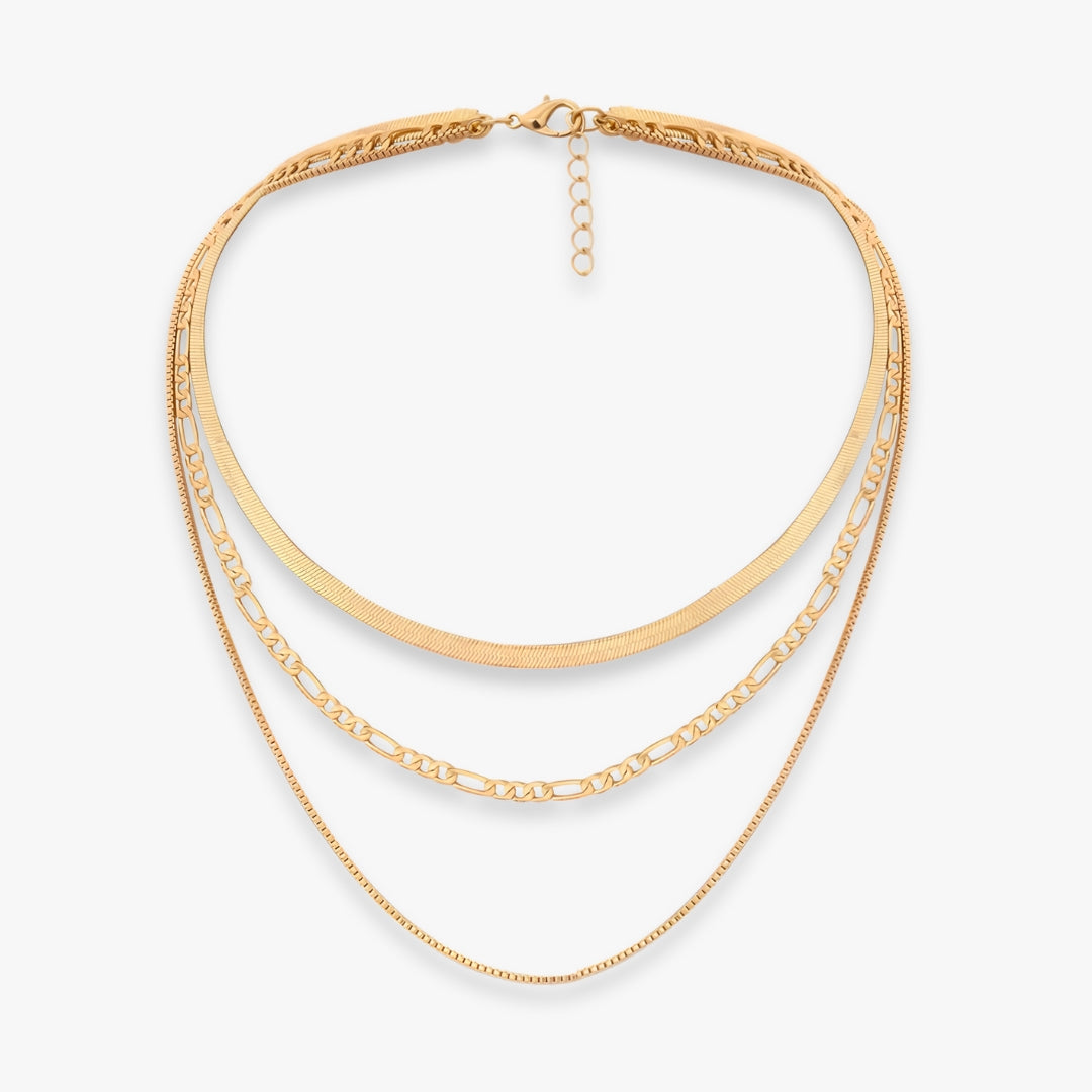 Colar 3 Camadas Trinity Layers Banhada a Ouro 18K