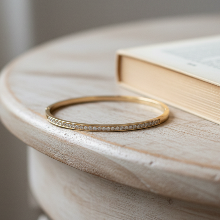 Pulseira Diamond Line • Aço Inoxidável • Fileira Única de Zircônias