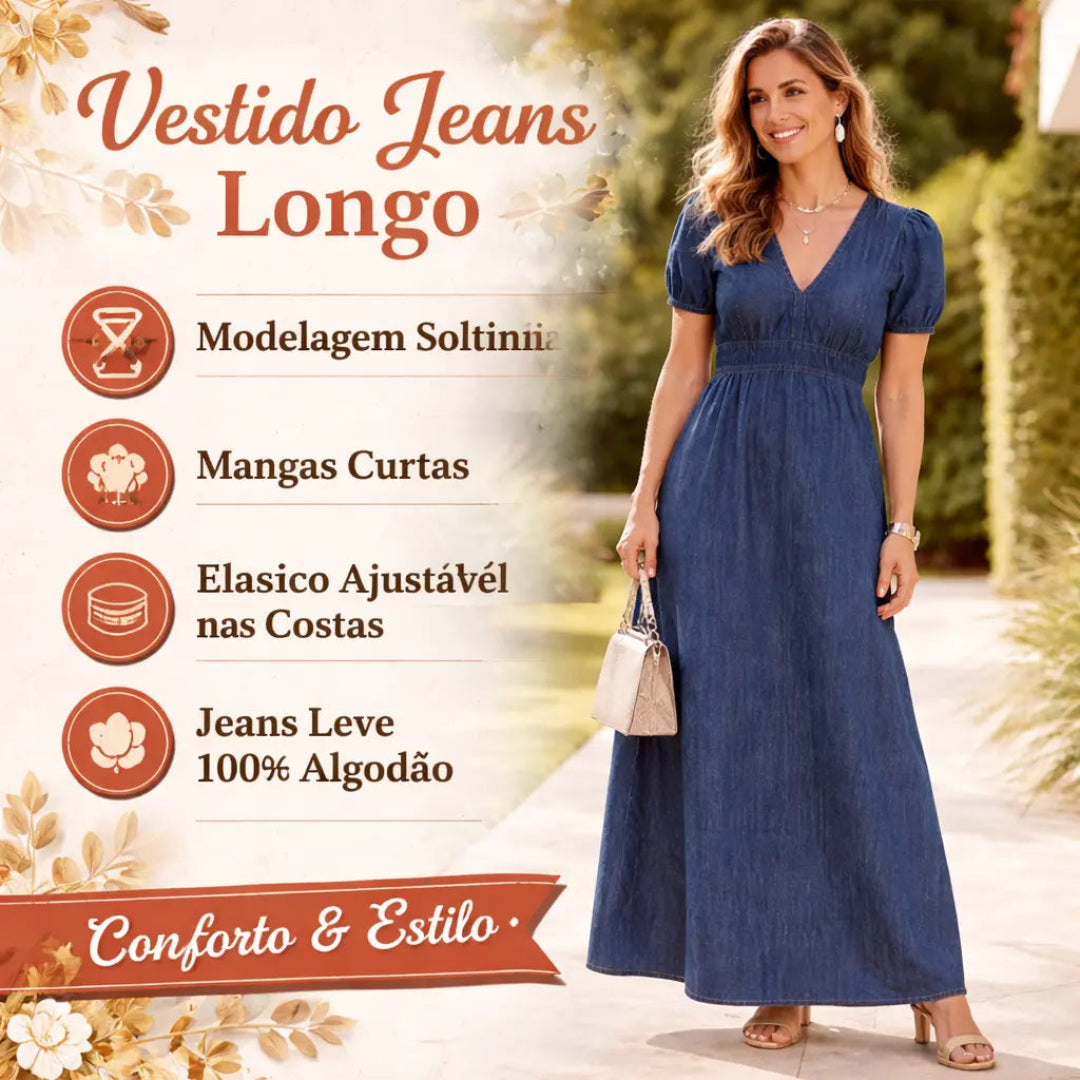 Vestido Jeans Longo Feminino - Adison | Urban Pulse