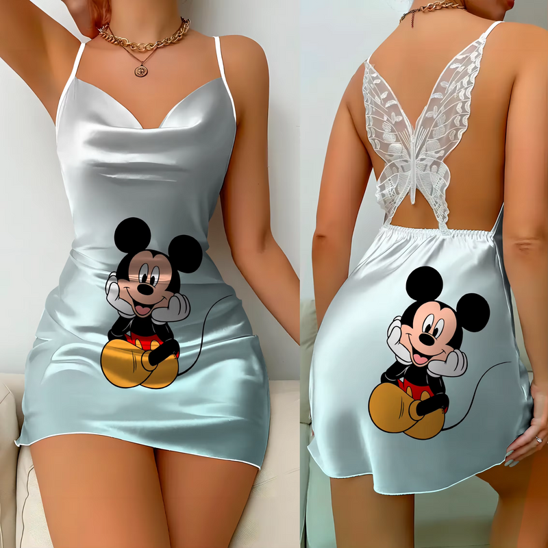Mini Vestido Pijama Minnie/ Mickey Cetim