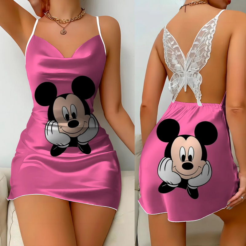 Mini Vestido Pijama Minnie/ Mickey Cetim