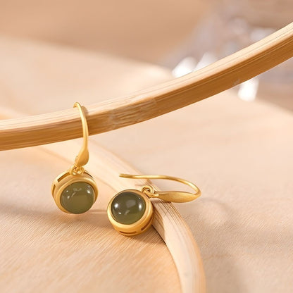 Brinco com Pedra Jade Jade Elegance Banhados a Ouro