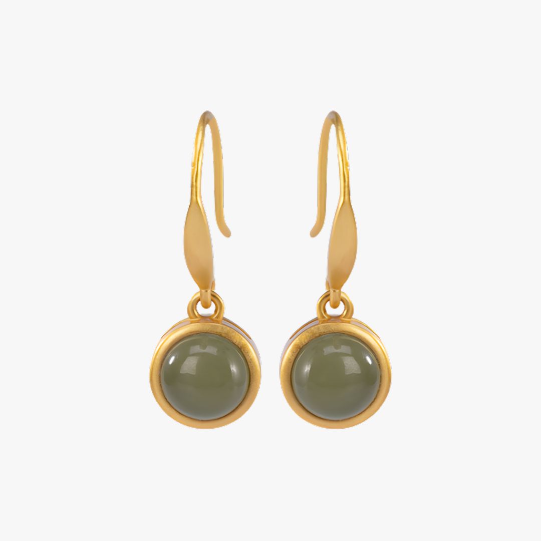 Brinco com Pedra Jade Jade Elegance Banhados a Ouro