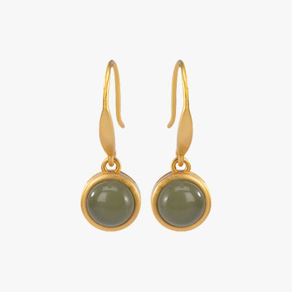 Brinco com Pedra Jade Jade Elegance Banhados a Ouro
