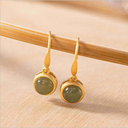 Brinco com Pedra Jade Jade Elegance Banhados a Ouro