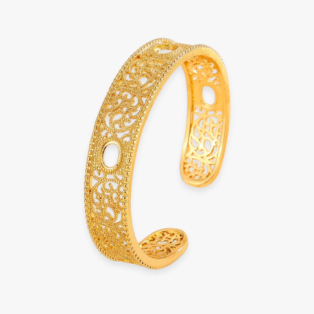 Bracelete Palace Lace • Floral ou Liso • Banhada a Ouro