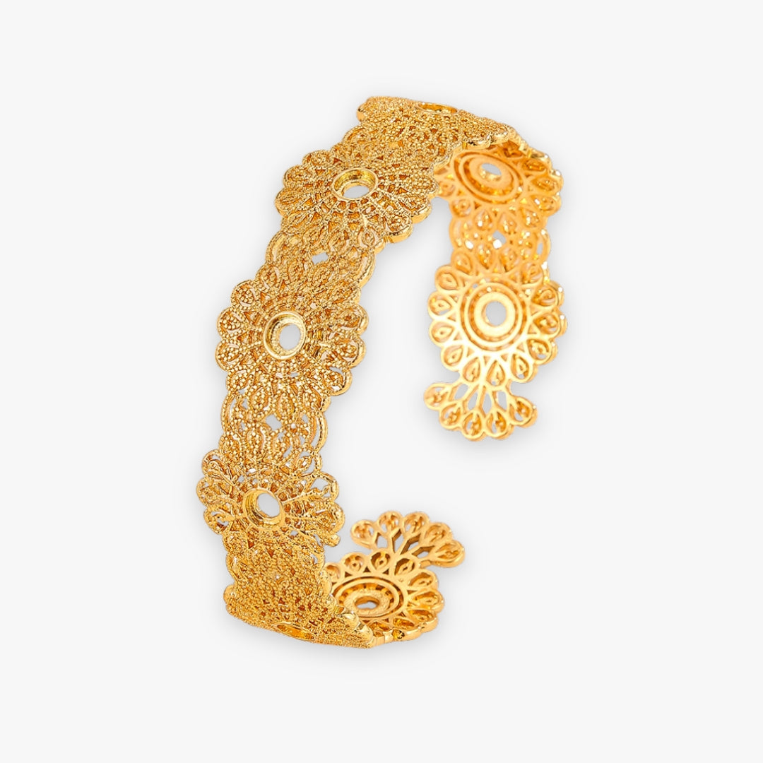 Bracelete Palace Lace • Floral ou Liso • Banhada a Ouro