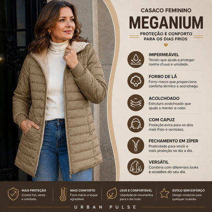 Casaco Feminino Impermeável com Capuz e Forro de Lã – Meganium