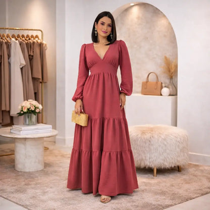 Vestido Longo Feminino Manga Longa - Margareth | Urban Pulse