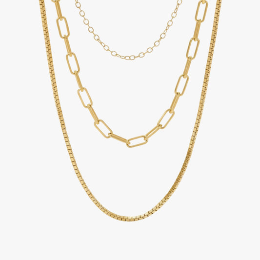 Colar Três Camadas • Golden Layers • Banhado a Ouro 18K