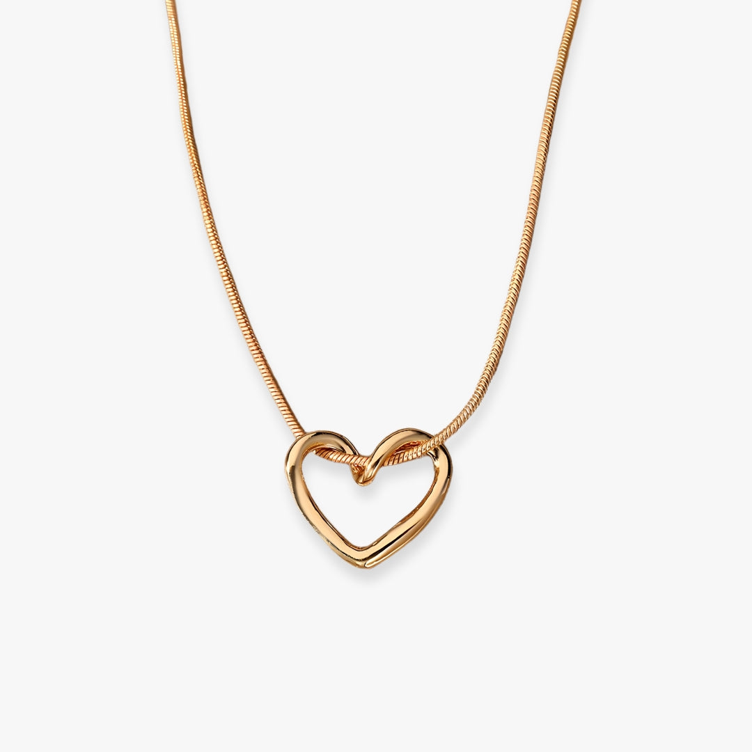 Colar Hollow Heart • Coração Vazado • Corrente Snake