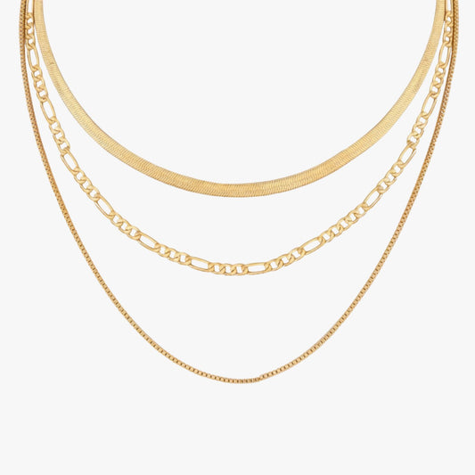Colar 3 Camadas Trinity Layers Banhada a Ouro 18K
