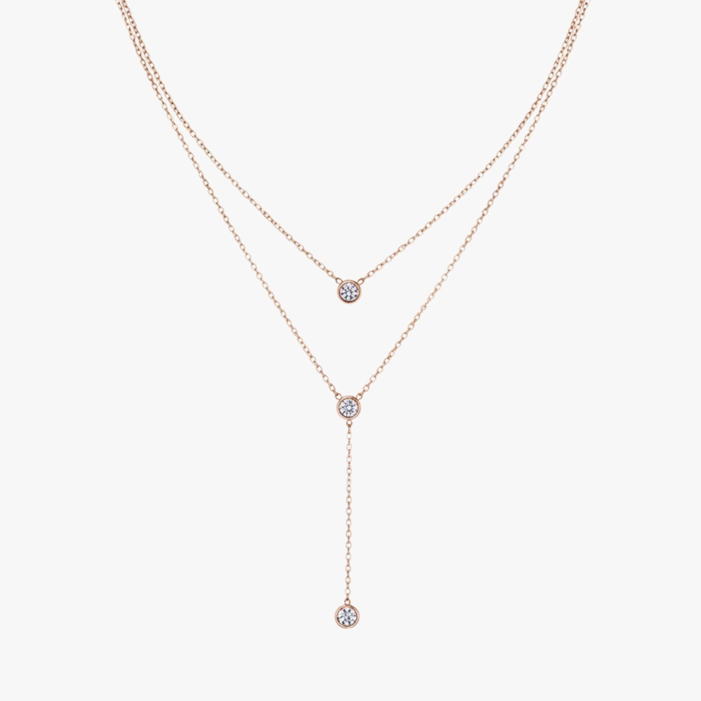 Colar com Três Pingentes Zircônias • Triple Shine Tassel • Banhado a Ouro 18K