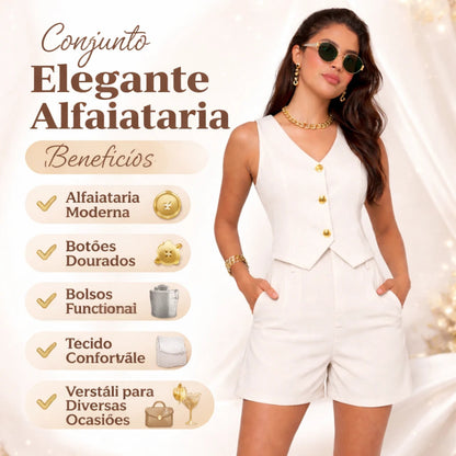 Conjunto Feminino Alfaiataria Colete + Short - Nancy