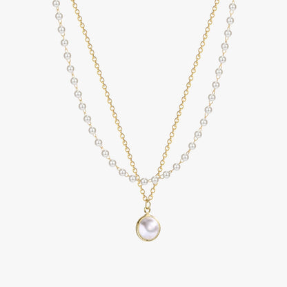 Colar Duas Camadas com Pérolas Double Pearl Layers Banhado a Ouro 18K