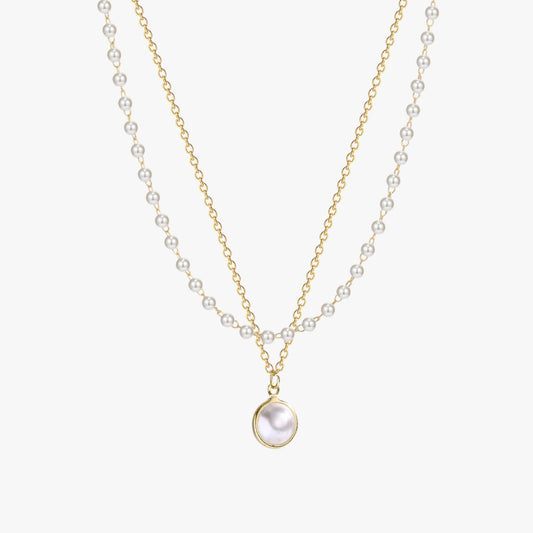 Colar Duas Camadas com Pérolas Double Pearl Layers Banhado a Ouro 18K