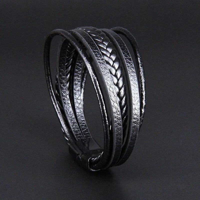 Pulseira trançada de couro Delysia King fecho magnético