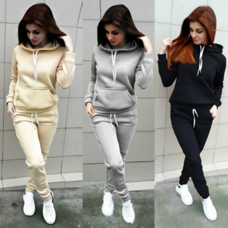 Conjunto casual feminino moletom conjunto lounge wear esporte 2 pçs