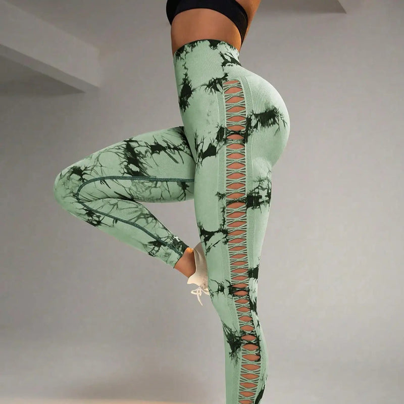 Leggings LOOHGHI sem costura tie-dye cintura alta
