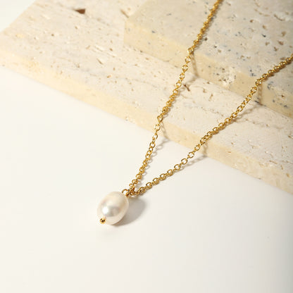 Colar Pingente Pérola Pearl Essence Banhado a Ouro 18K