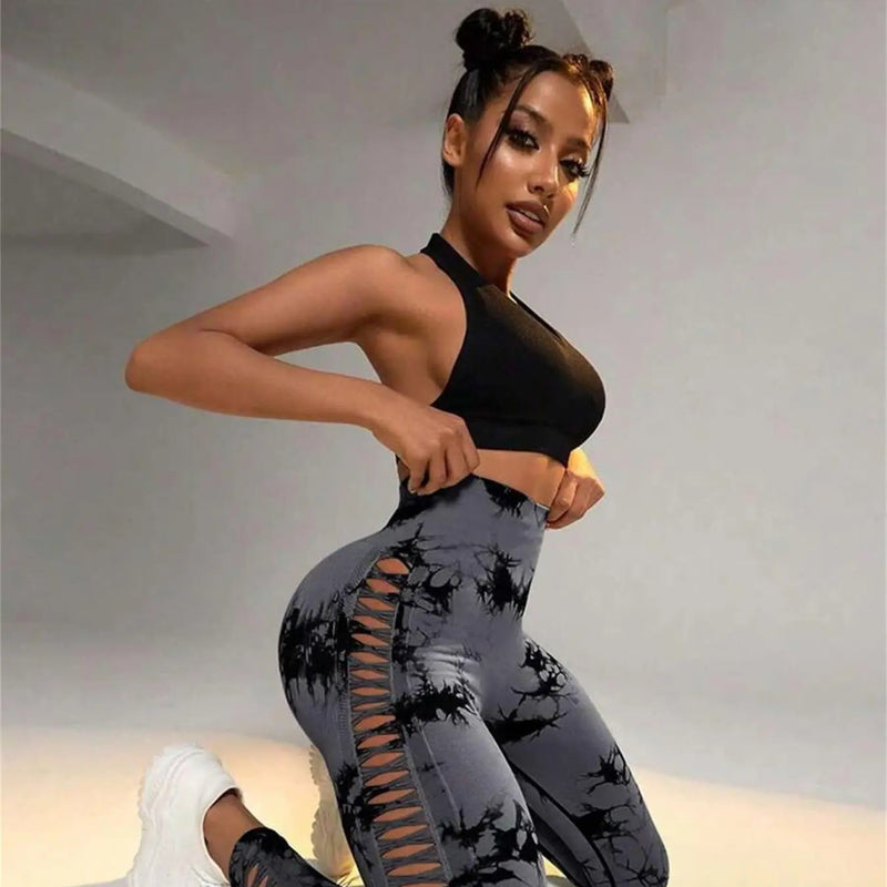 Leggings LOOHGHI sem costura tie-dye cintura alta