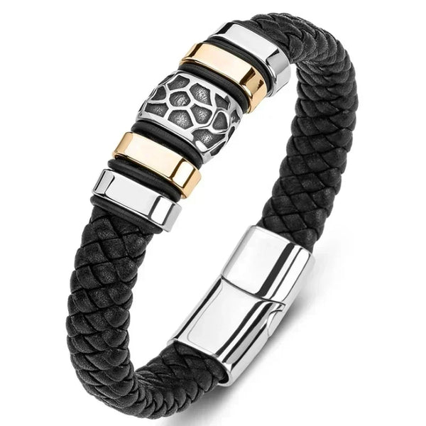 Pulseiras Clássicas trançadas a mão, em couro e fecho magnético