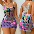 Mini Vestido Pijama Minnie/ Mickey Cetim