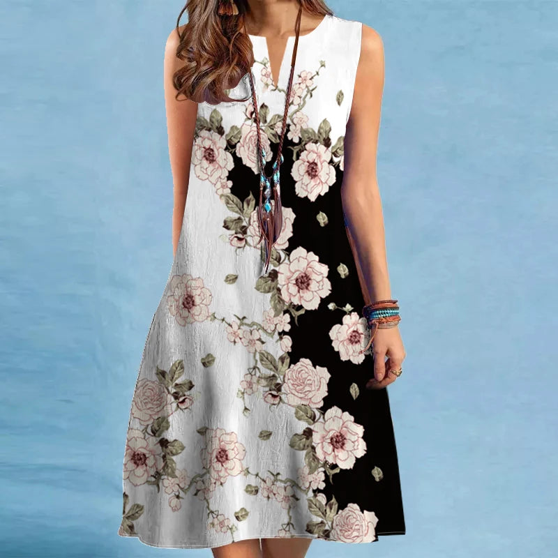 Vestido Longo Estampado Decote V Diva