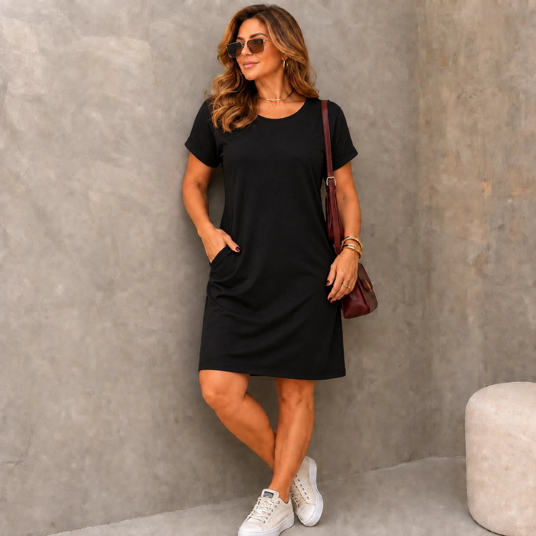 Vestido Feminino Liso Casual Floette 