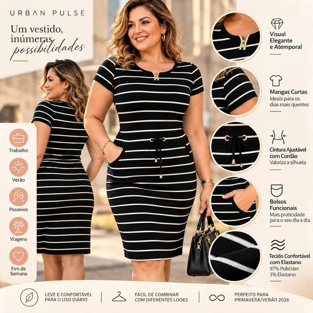 Vestido Feminino Listrado - Vespiquen