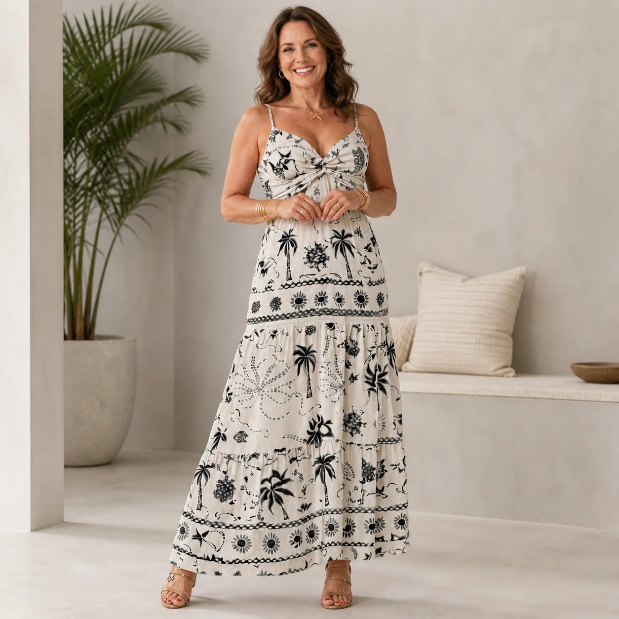 Vestido Feminino Longo Floral Gola V - Bernadeth | Urban Pulse
