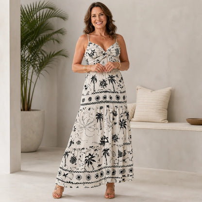 Vestido Feminino Longo Floral Gola V - Bernadeth | Urban Pulse