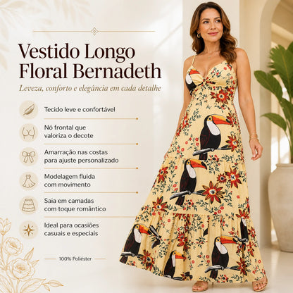Vestido Feminino Longo Floral Gola V - Bernadeth | Urban Pulse