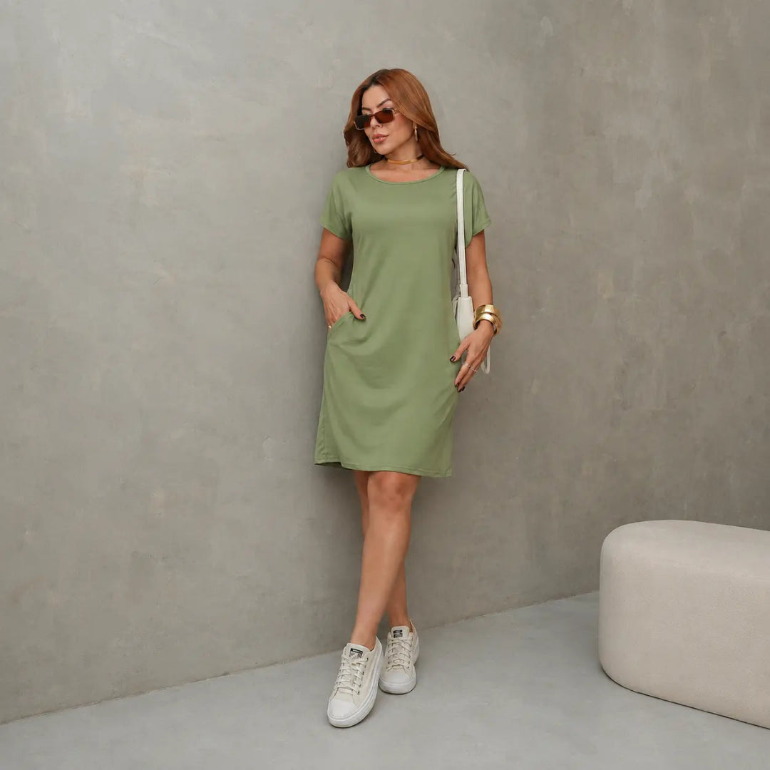 Vestido Feminino Liso Casual Floette 