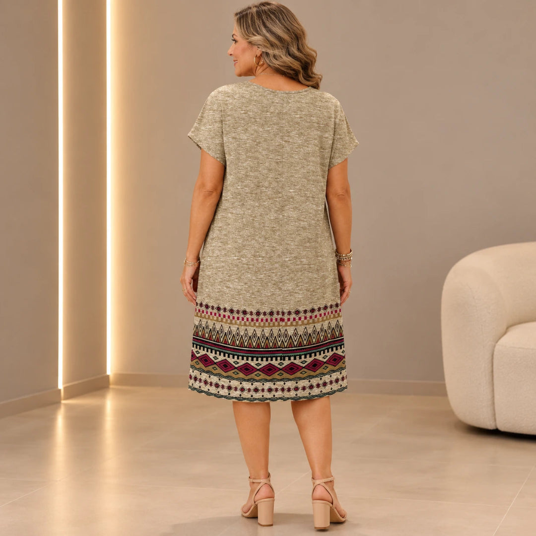 Vestido Feminino Soltinho de Verão Manga Curta Decote V – Happiny
