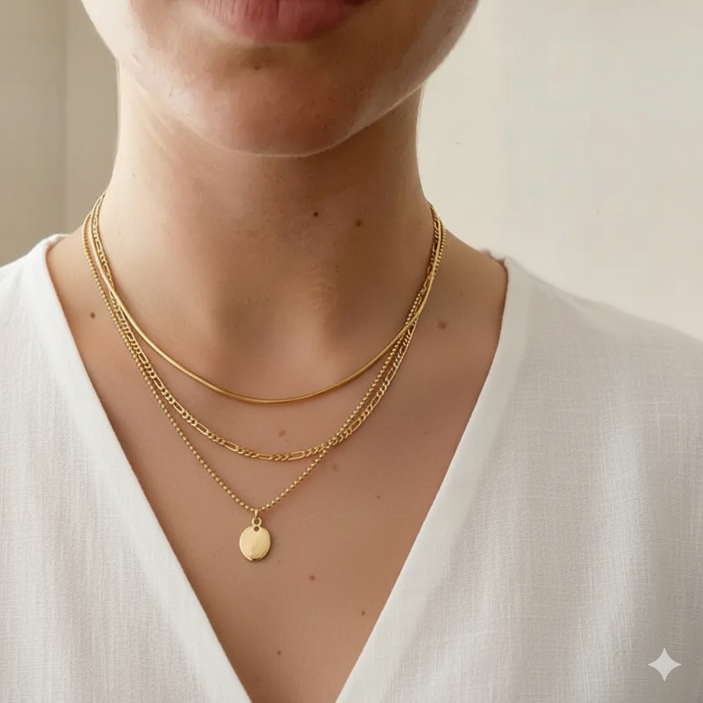 Colar Vintage Ellipse • Pingente Oval • Banhado a Ouro