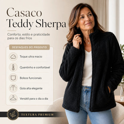 Casaco Feminino Teddy Sherpa com Bolso - Goldeen | Urban Pulse