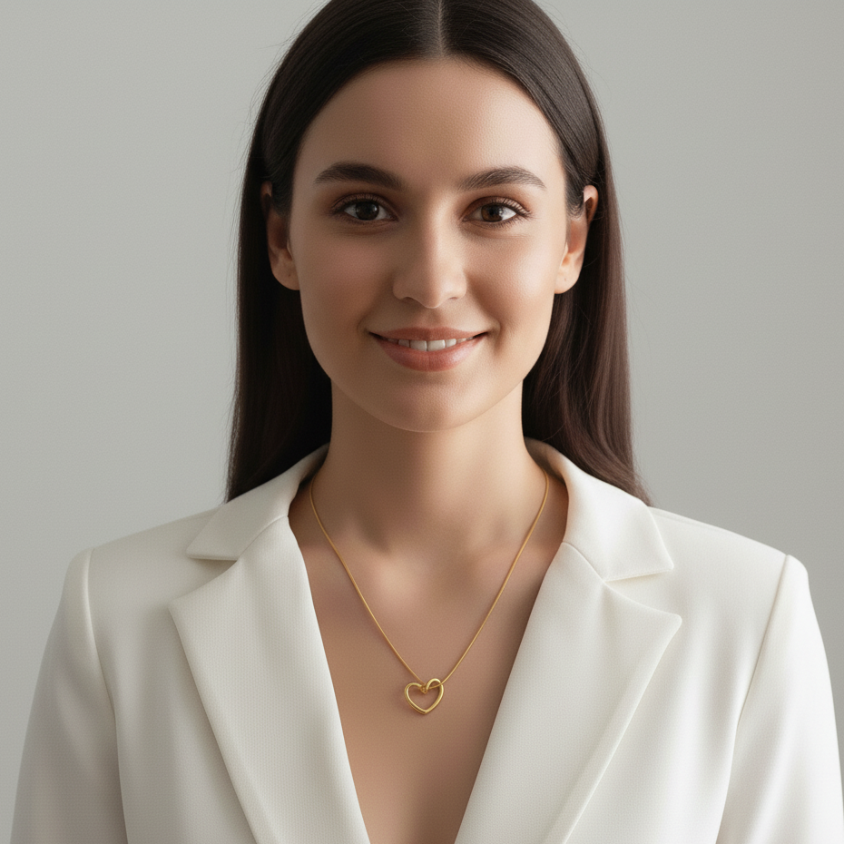 Colar Hollow Heart • Coração Vazado • Corrente Snake