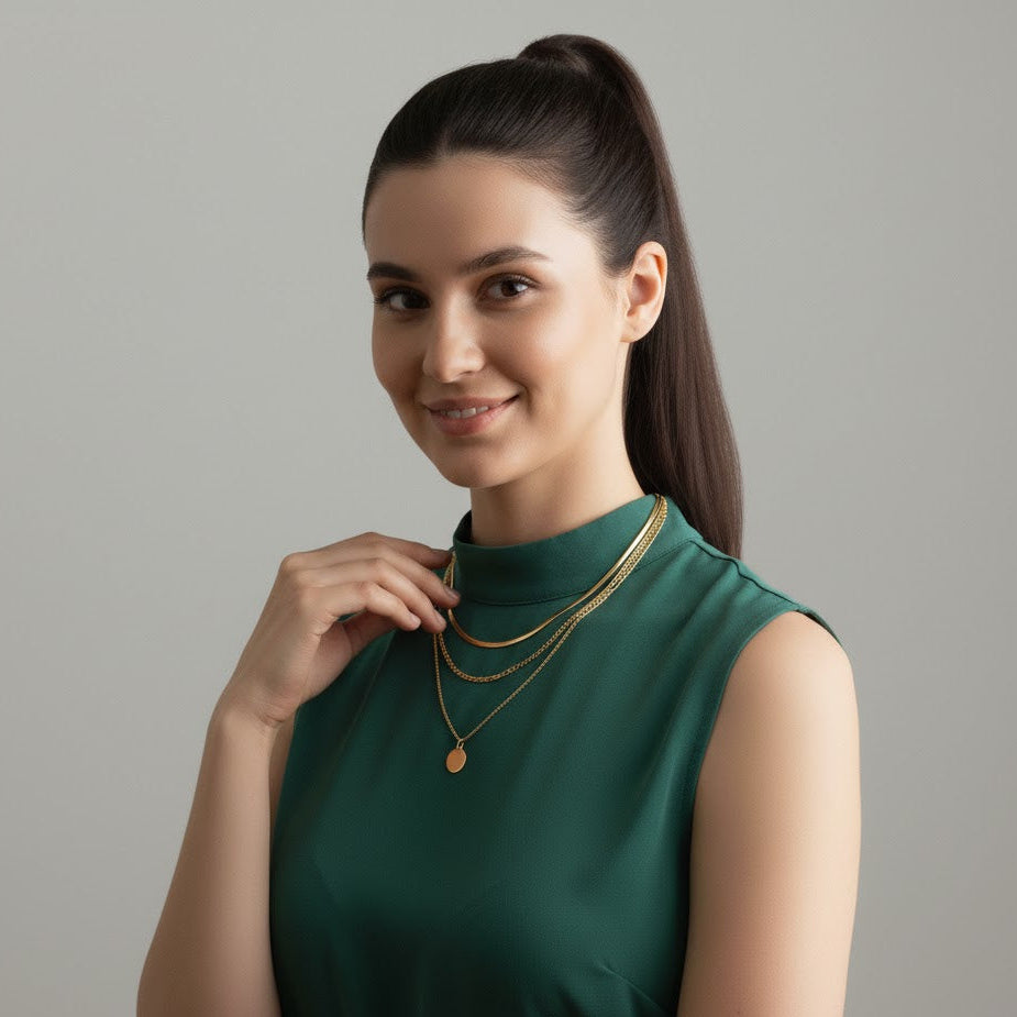 Colar Vintage Ellipse • Pingente Oval • Banhado a Ouro